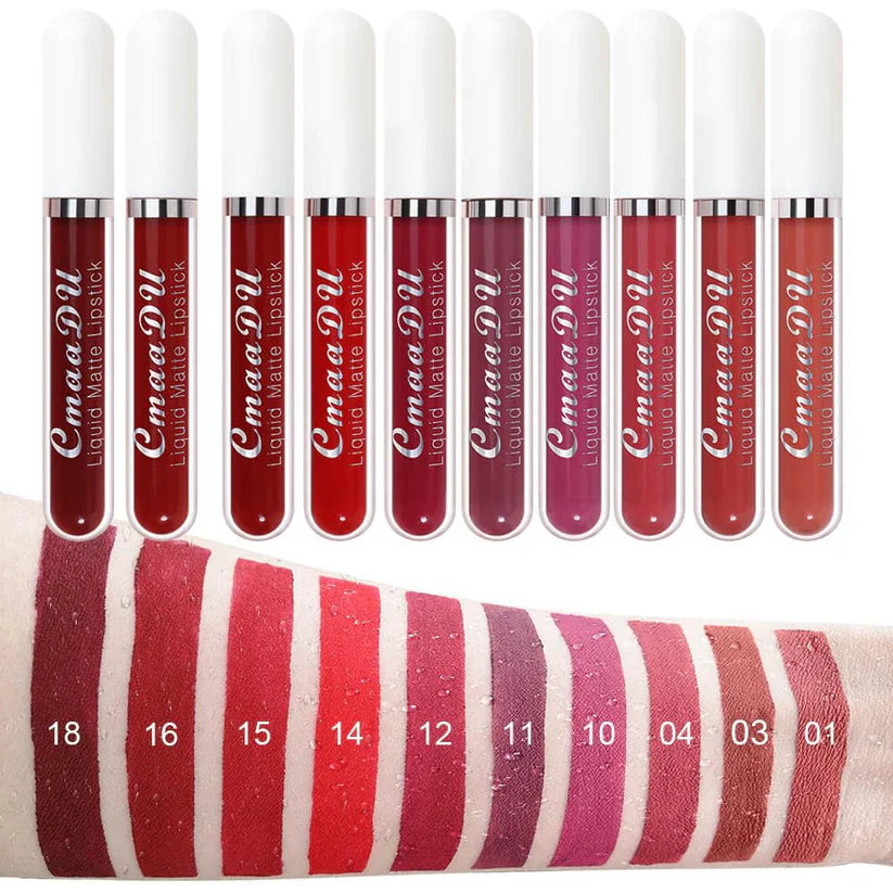 💄 10-Piece Matte Waterproof Lip Gloss Set – Bold Color, All-Day Stay